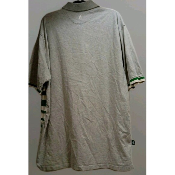 Vintage Y2K Rocawear 2XL Gray Green Stripe Polo Shirt Hip Hop Streetwear - Picture 5 of 8